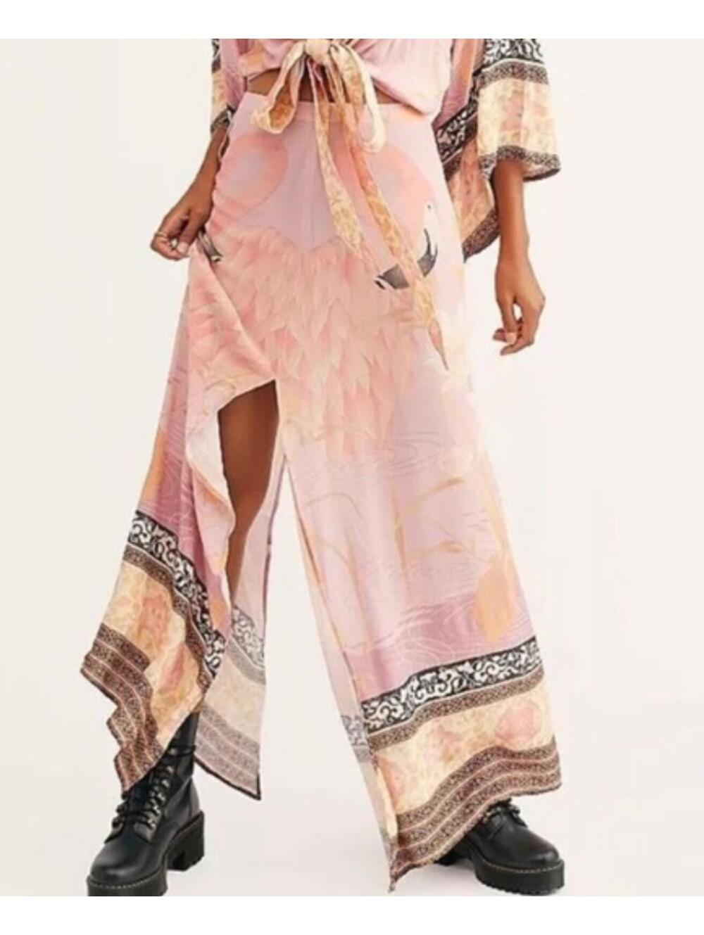 SPELL & THE GYPSY pink floral flamingo maxi skirt sz M